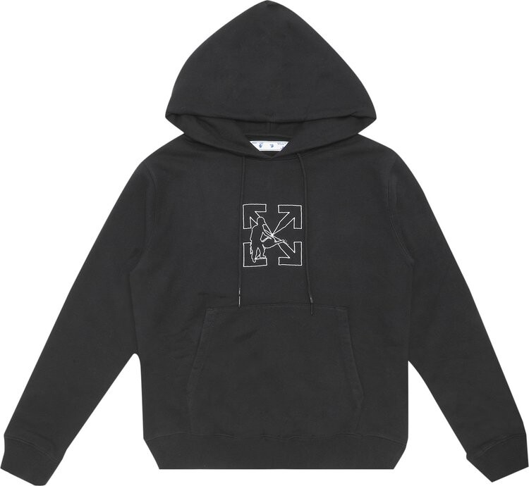

Худи Off-White Workers Logo Slim Hoodie 'Black/White', черный