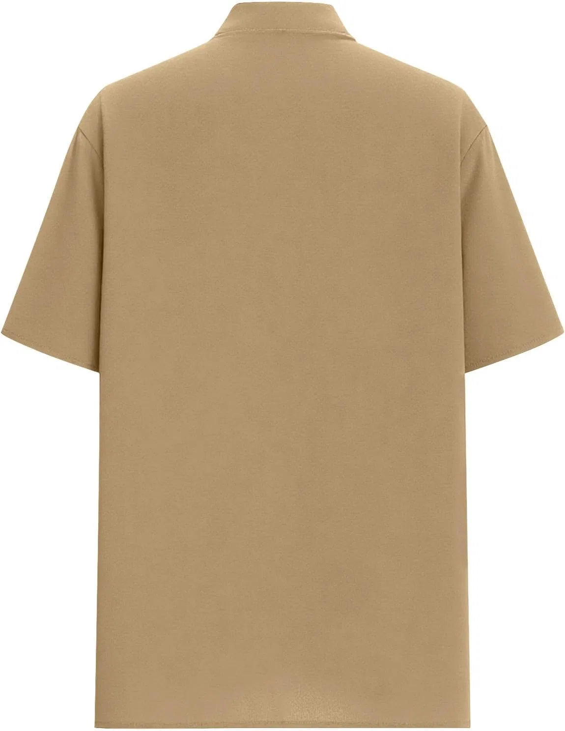 Мужская хлопково-льняная рубашка с воротником-стойкой, Khaki — фото 4
