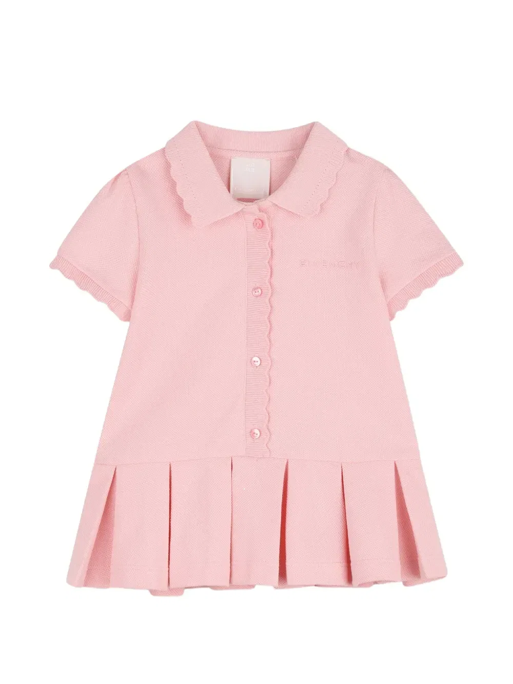 Плиссированное платье с фестонами Givenchy Kids, розовый