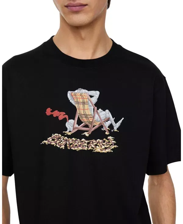 Мужская футболка с принтом Beach Knight Cotton T-Shirt Burberry, черный — фото 2