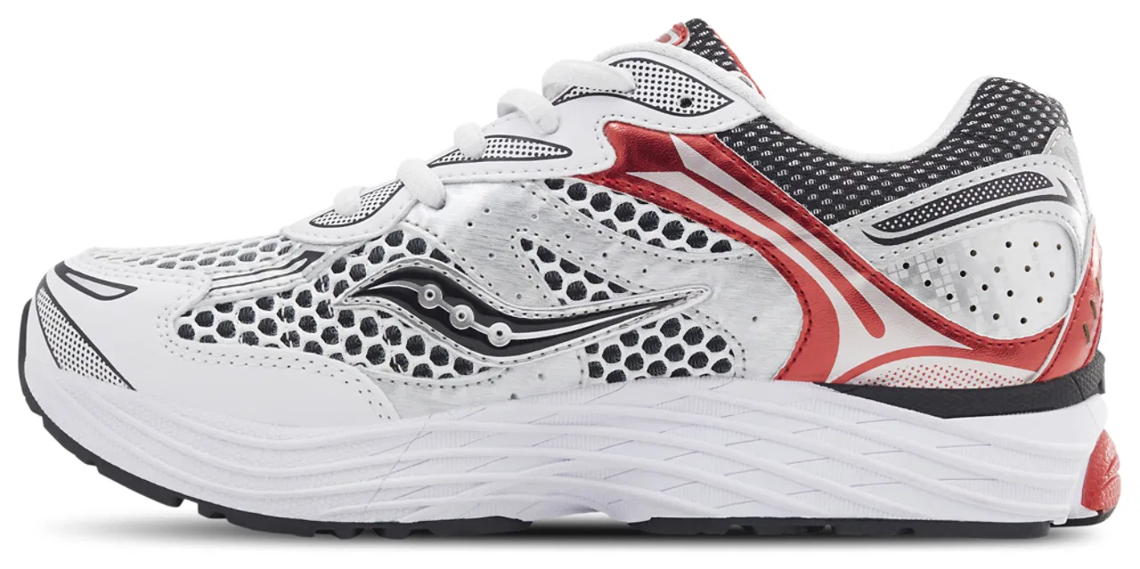 Детские кроссовки для мальчиков с дышащим верхом из сетки Omni 9 Saucony, бело-красный — фото 2