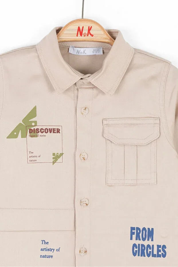 Детская рубашка для мальчиков с длинным рукавом Kids boy shirt 47616 Generic Brands, Nude Color — фото 3