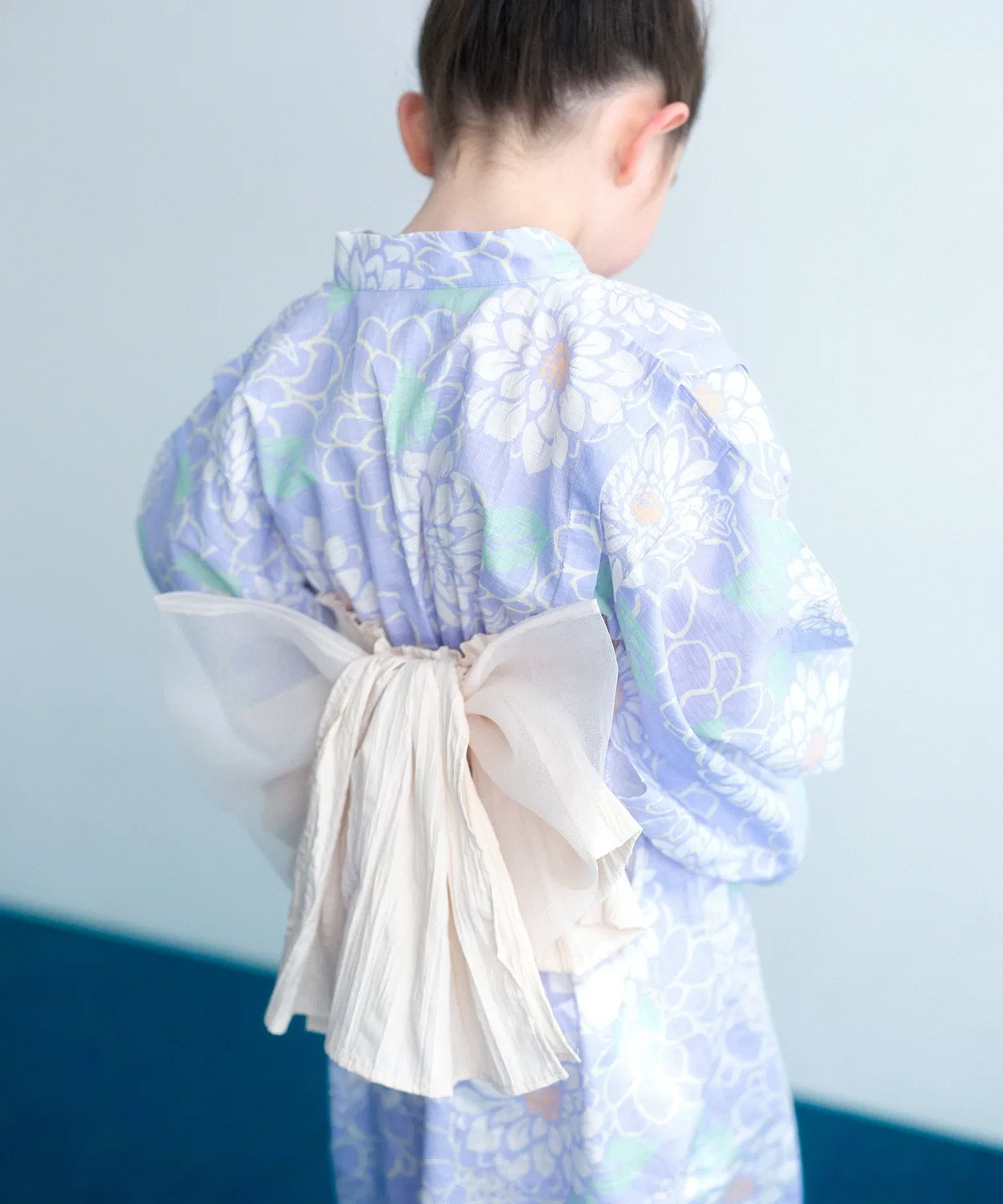 Детское хлопковое платье-юката с поясом green label relaxing, Lilac — фото 3