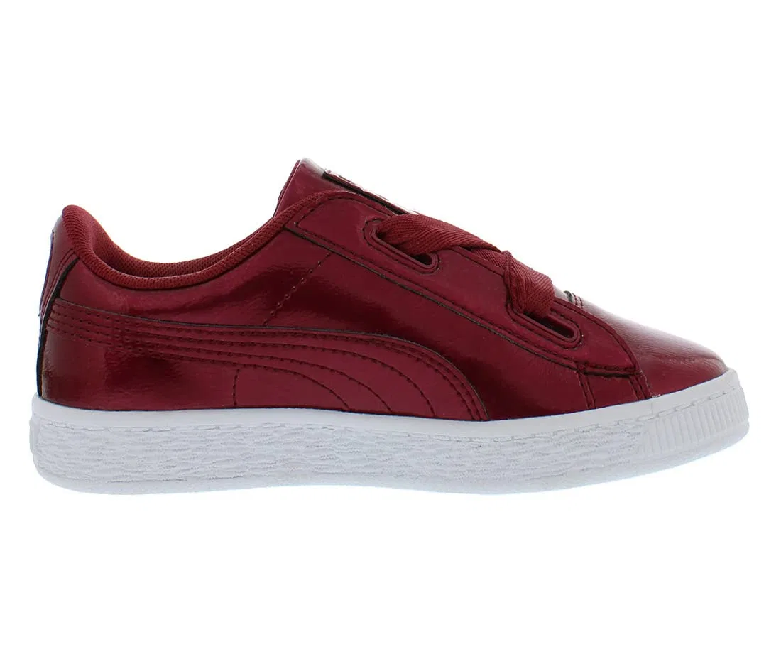 Детские кроссовки для девочек с принтом PUMA Suede Heart Kids, Girls 0-24, Rosso Tibetano — фото 3