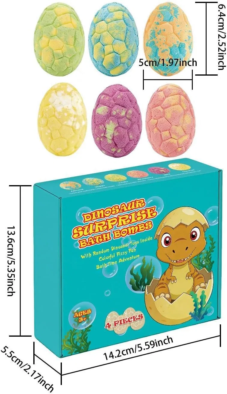 Бомбочки для ванны в форме яиц Dinosaur Surprise, 4 шт, ручная работа с ароматом Generisch — фото 2