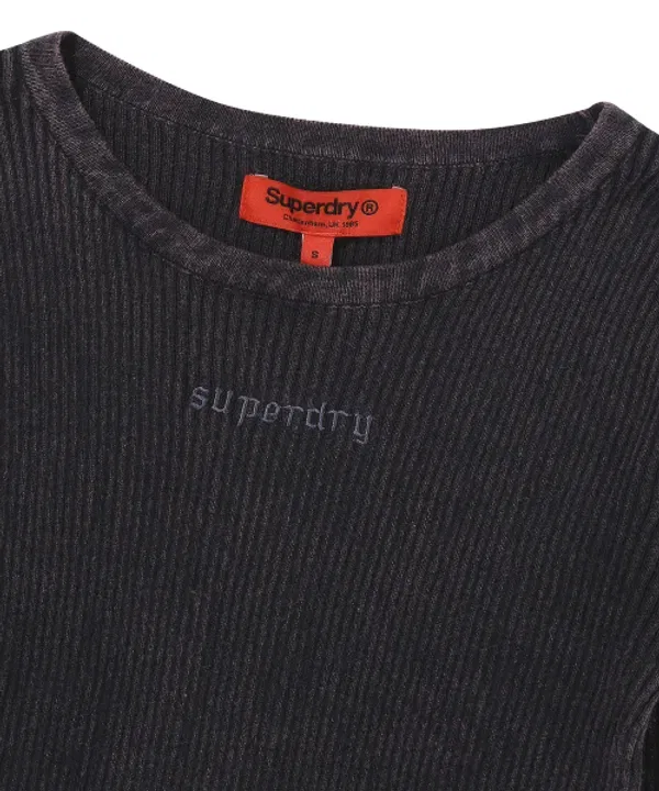Вязаный лонгслив с разрезом, W, Superdry, Темно-серый — фото 3