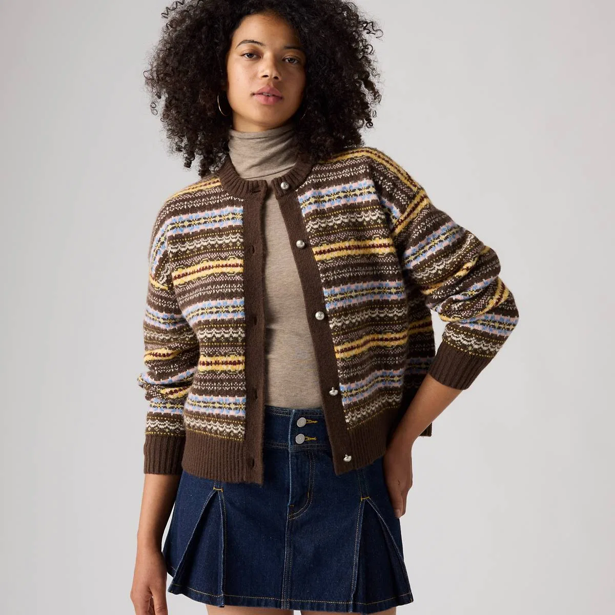 Кардиган Charlotte с круглым вырезом Levi's, Lea Fairisle Java - Multi-Color