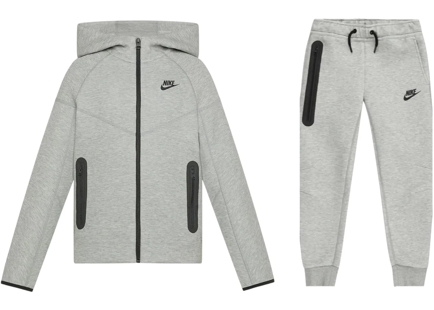 Детский комплект из худи и джоггеров с длинным рукавом Nike Sportswear Tech Fleece, Grey/Black