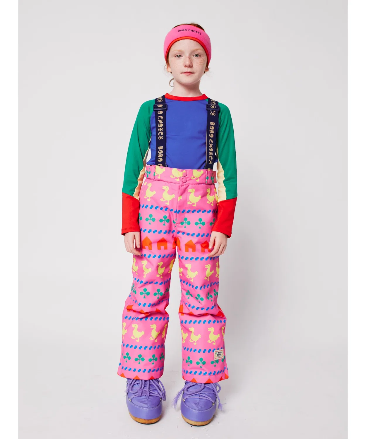 Детский комбинезон-полукомбинезон с принтом Farm all over BOBO CHOSES, Fuchsia Pink — фото 4
