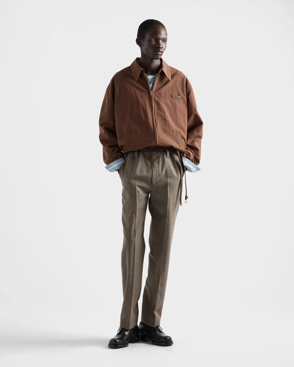 Куртка-блузон свободного кроя Prada, коричневый — фото 2