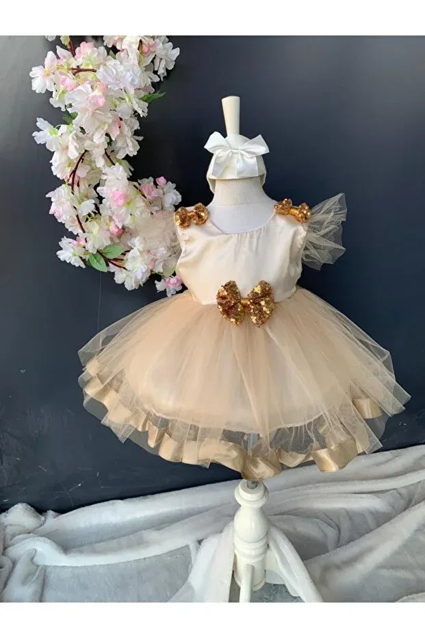 Детское платье для девочек с коротким рукавом Harry&Millie, Pink - Golden Yellow