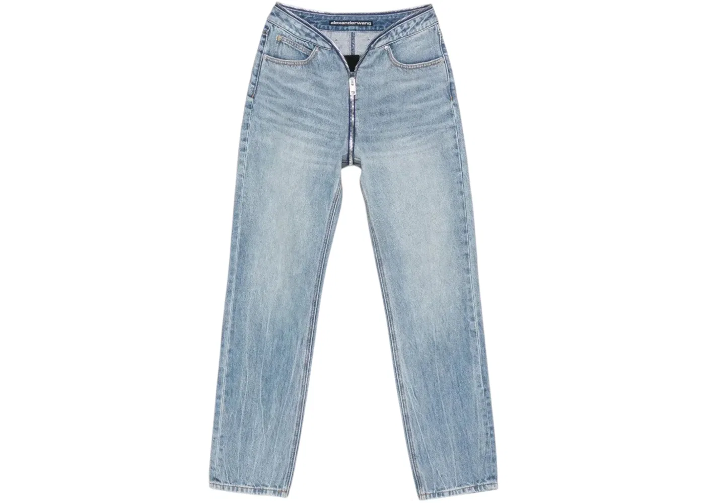 Женские джинсы с заниженной талией и V-образной молнией Alexander Wang, Authentic Light Indigo