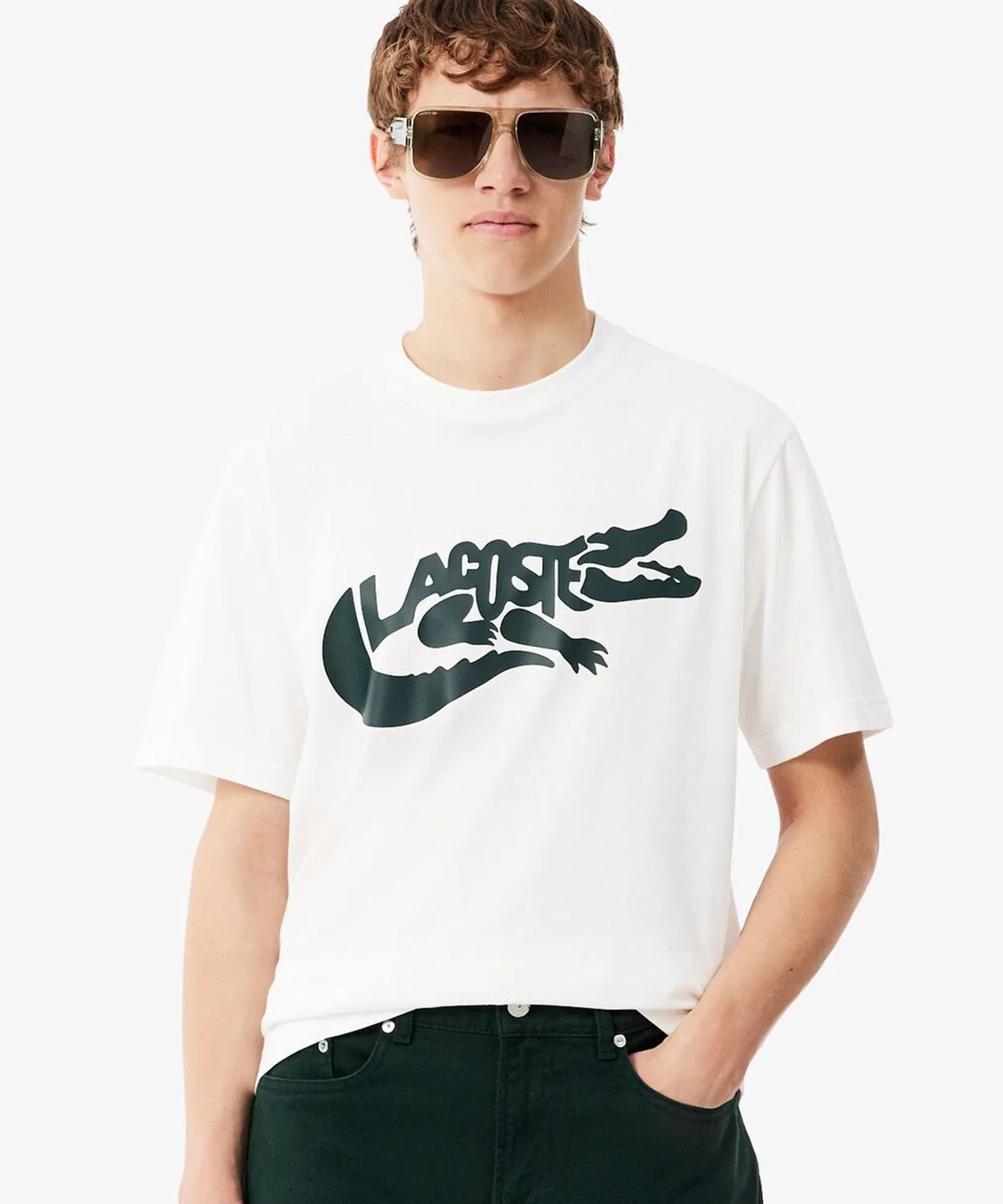Мужская футболка с принтом Classic Fit LACOSTE, Белый
