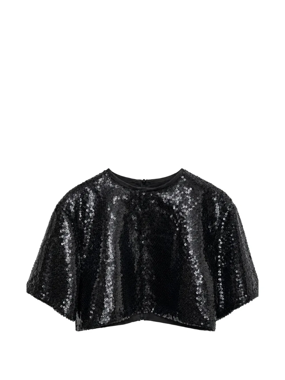 Укороченная футболка, украшенная пайетками Pinko Kids, черный