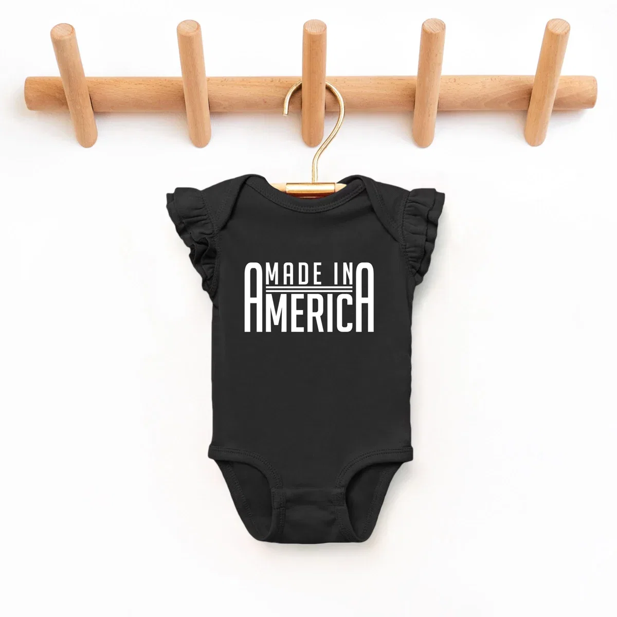 Детское боди для мальчиков с коротким рукавом Made In America Rounded The Juniper Shop, Black — фото 2