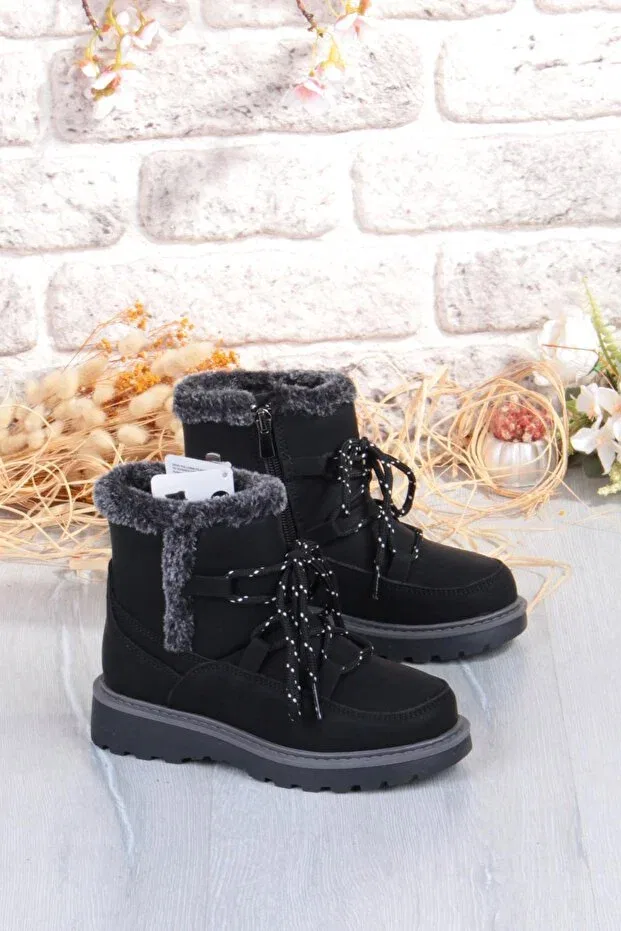 Детские ботинки для девочек на невысоком каблуке Cool Lina Fort, Black