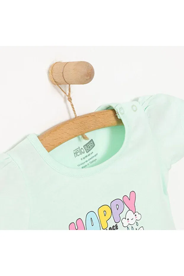 Детская футболка с принтом Hellobaby basic tshirt Ebebek Hello Baby, Mint — фото 2