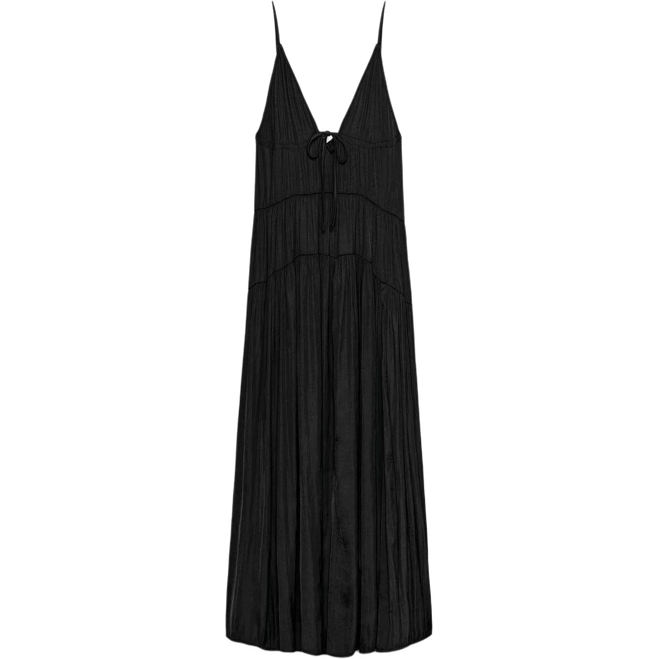 Женское платье-комбинация с V-образным вырезом, миди, ZARA, Black