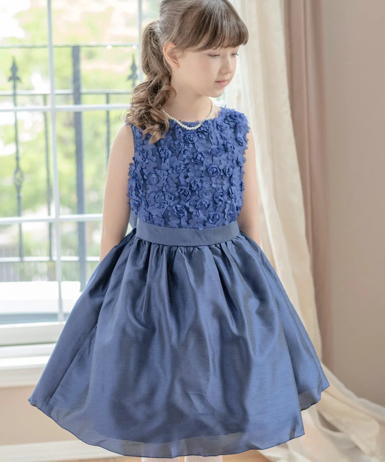 Детское платье с принтом роз Rose Party Dress Catherine Cottage, Navy