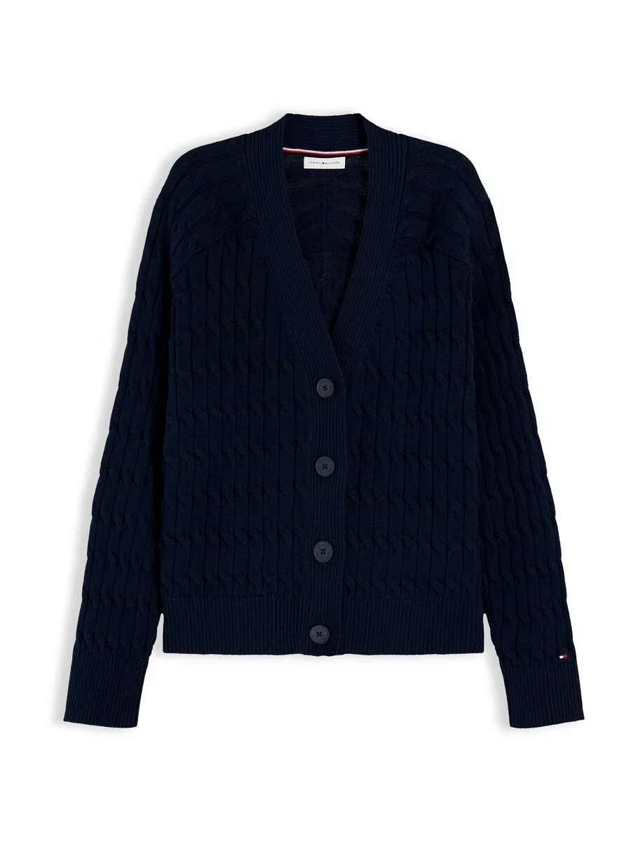 Вязаный кардиган TOMMY HILFIGER "Cable Oversized" темно-синего цвета