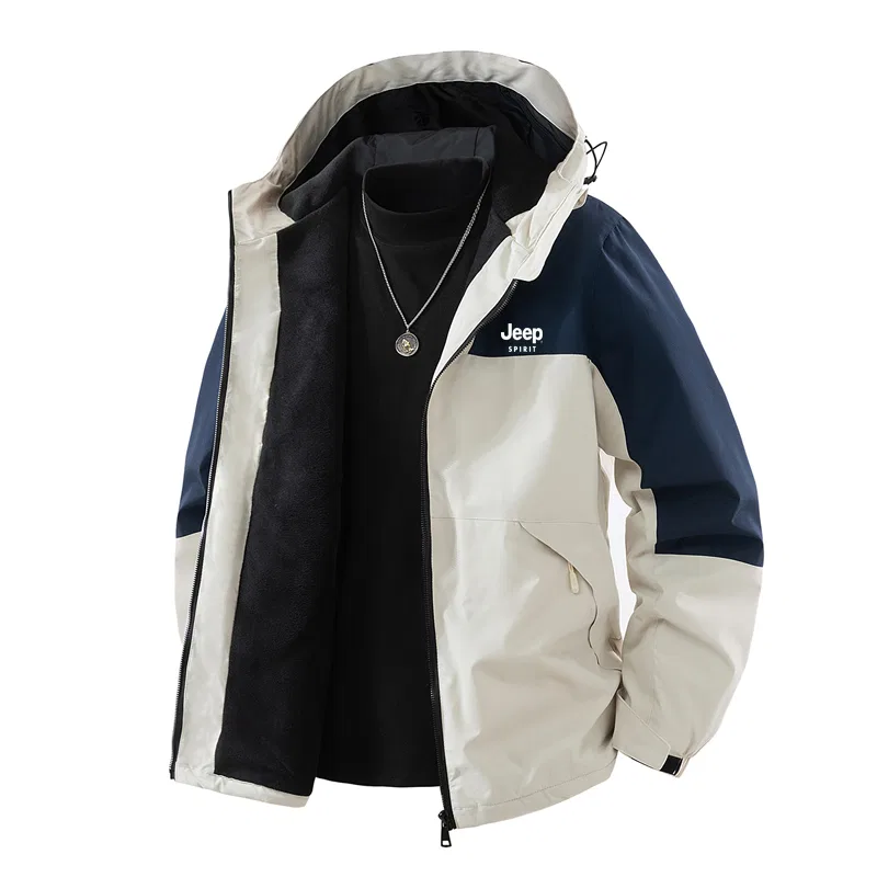 Детская куртка-худи с флисовой подкладкой JEEP SPIRIT, Milk White Navy