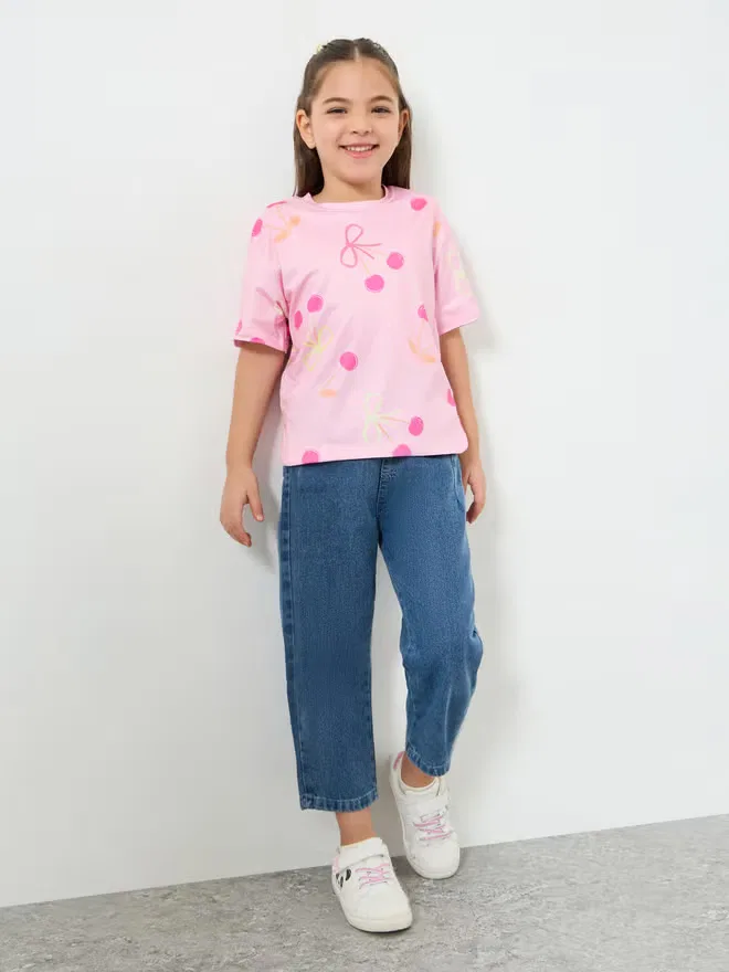 Джинсы мешковатые с эластичным поясом, модель Girls blue washed, Styli, синий — фото 2