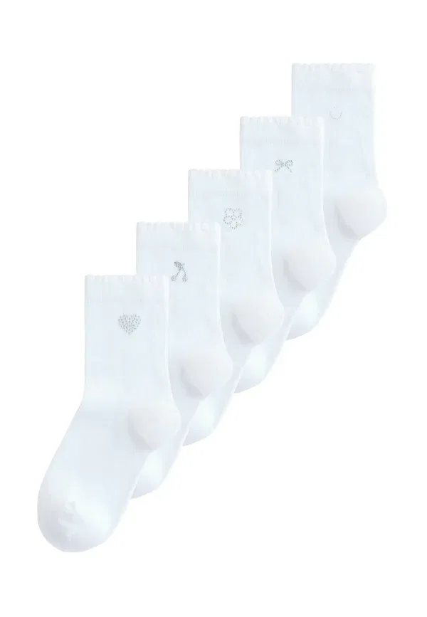 Носки с кристаллами Rich diamante ankle 5 pack Next, White, белый