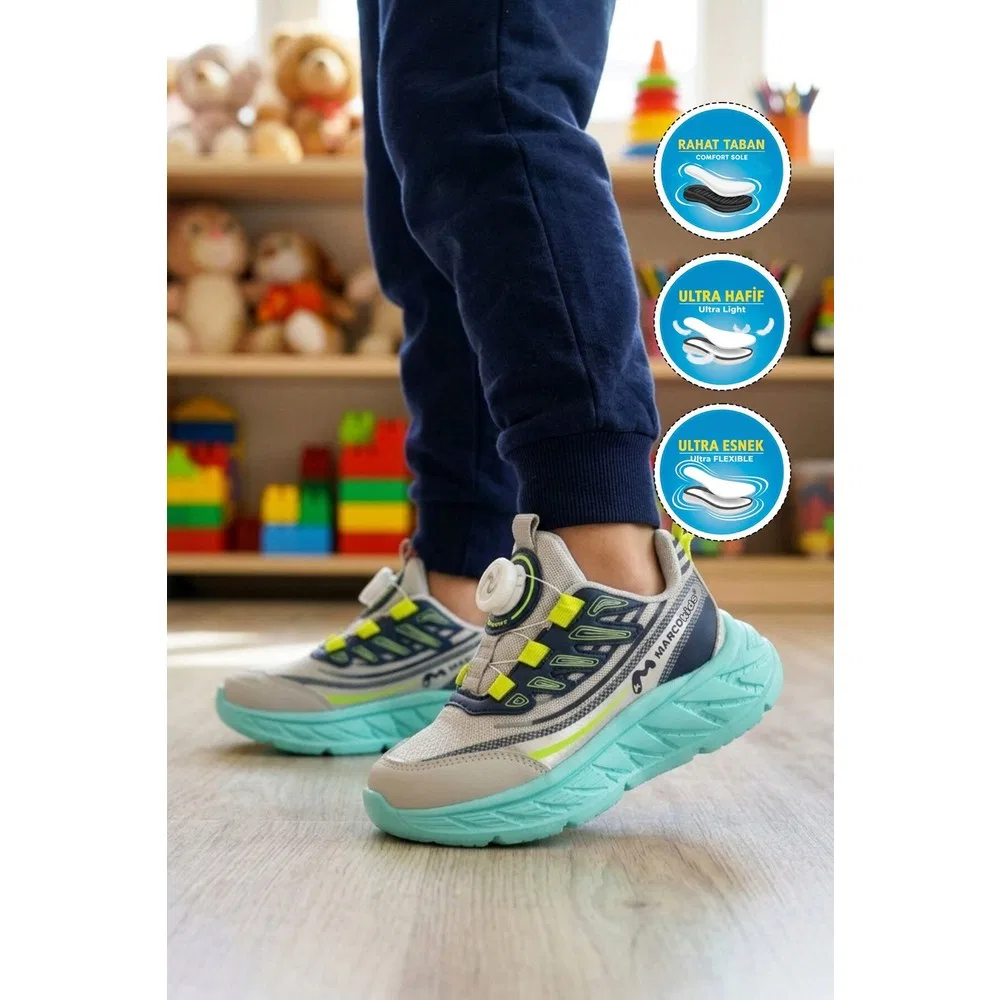 Детские спортивные кроссовки для мальчиков с контрастными вставками, Grey Navy Marco Kids — фото 3