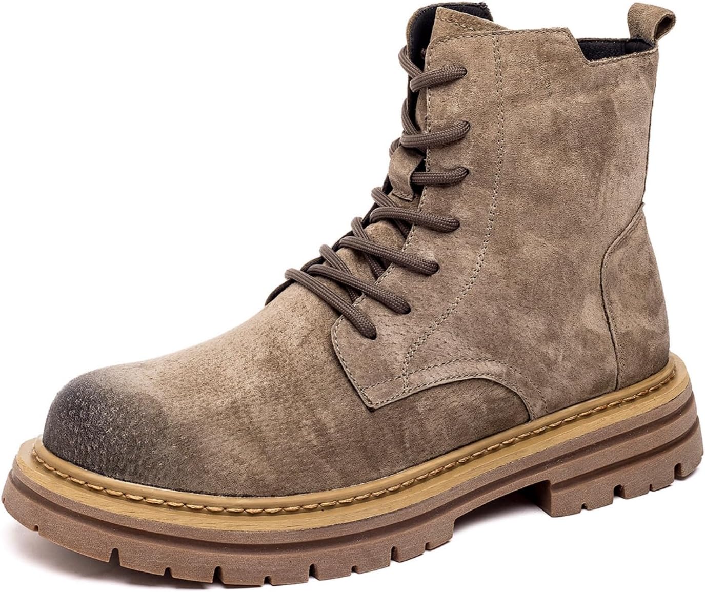 

Мужские повседневные ботинки Chukka из натуральной замши, высокие, на шнуровке, с боковой молнией, модели на щиколотку, ботинки с нескользящей подошвой, комфортные и легкие для ходьбы Yrzhgdl, хаки