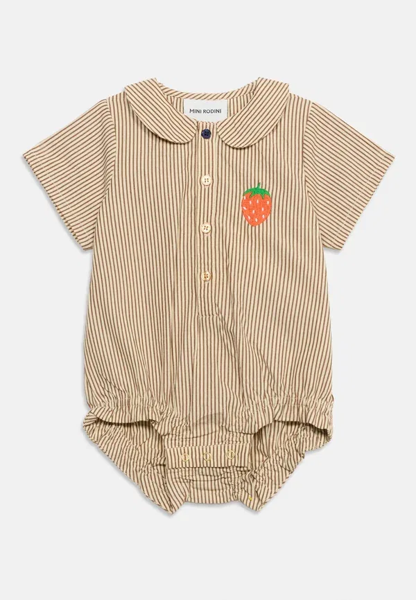 Боди хлопковое полосатое Mini Rodini, brown, коричневый