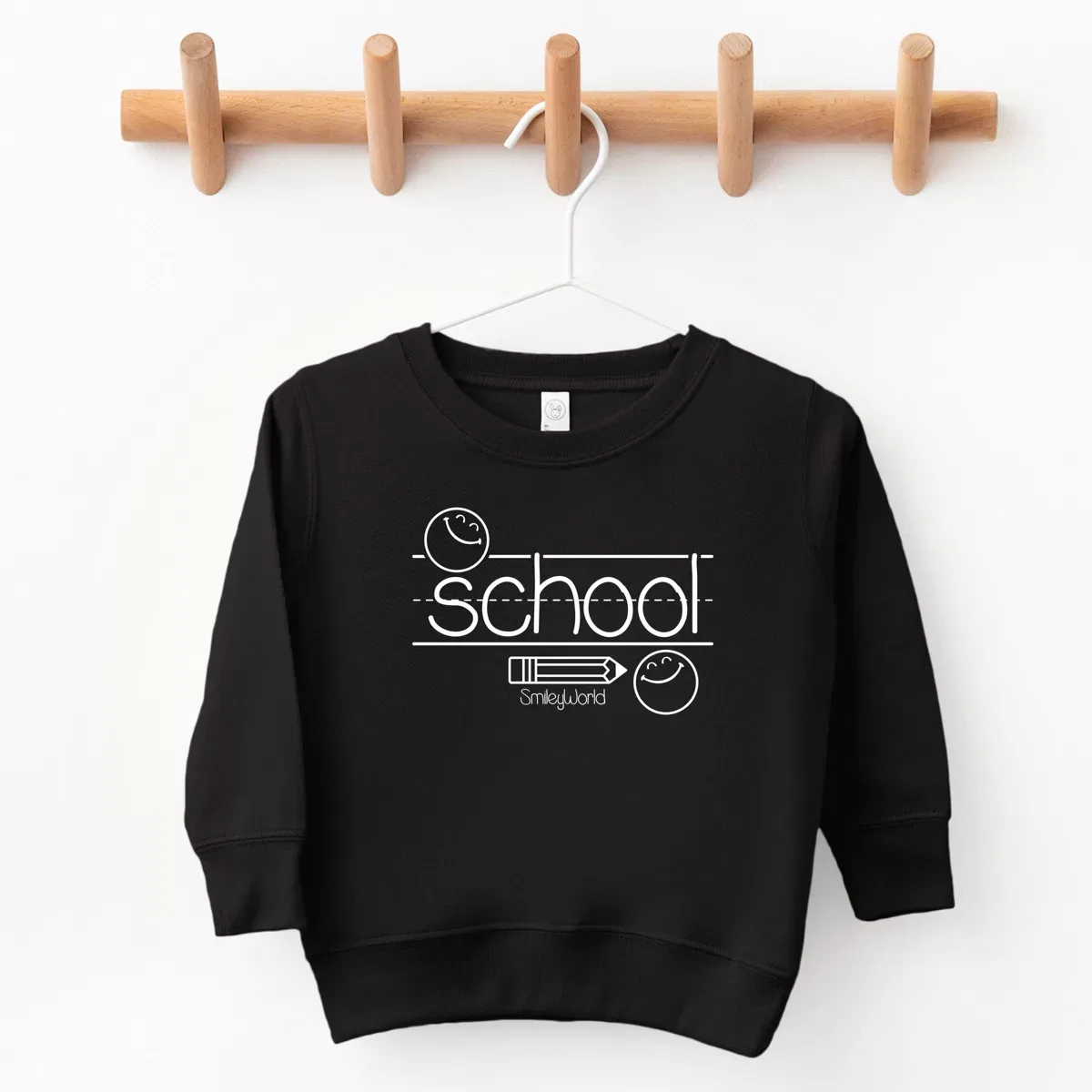 Детский свитшот с принтом SmileyWorld School Handwriting Lines The Juniper Shop, Black — фото 2