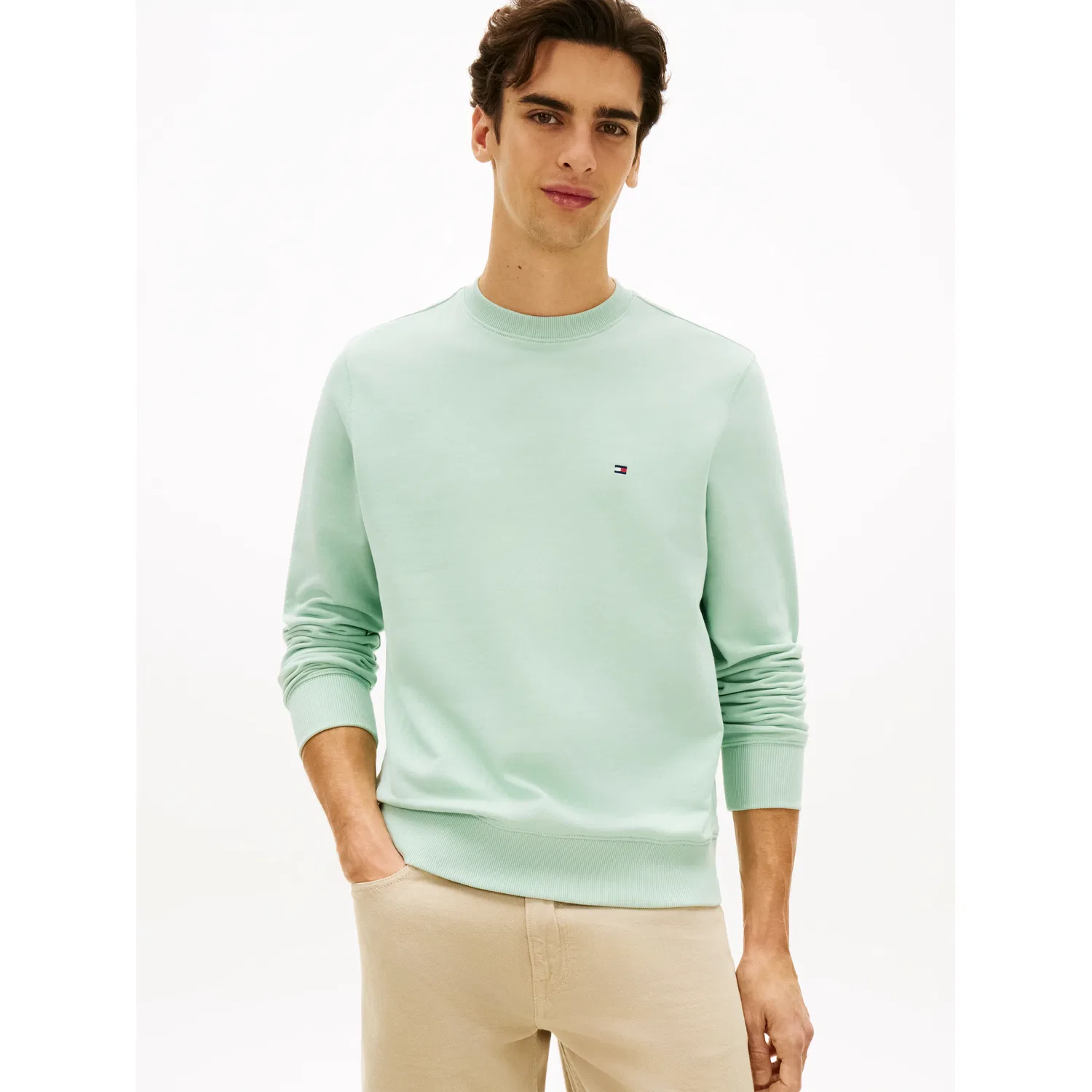 Мужской свитшот из хлопка Essential Terry Crewneck Tommy Hilfiger, Crushed Mint