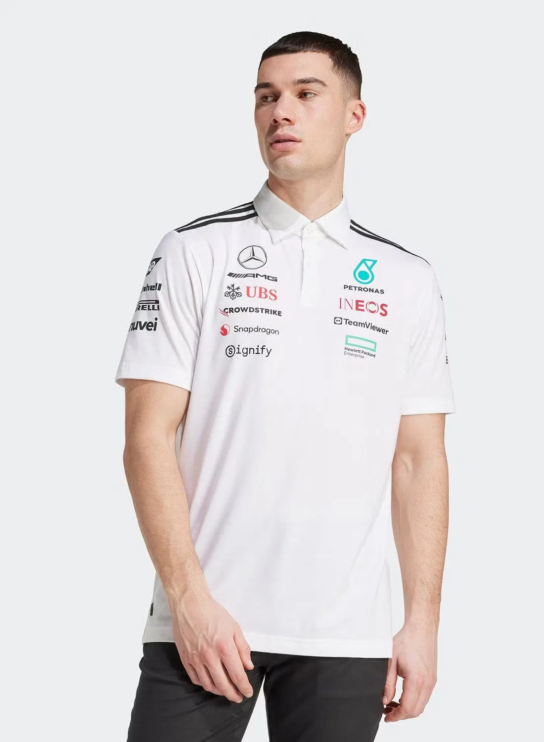 Поло с логотипом Mercedes - AMG Petronas Formula One Team Adidas, белый