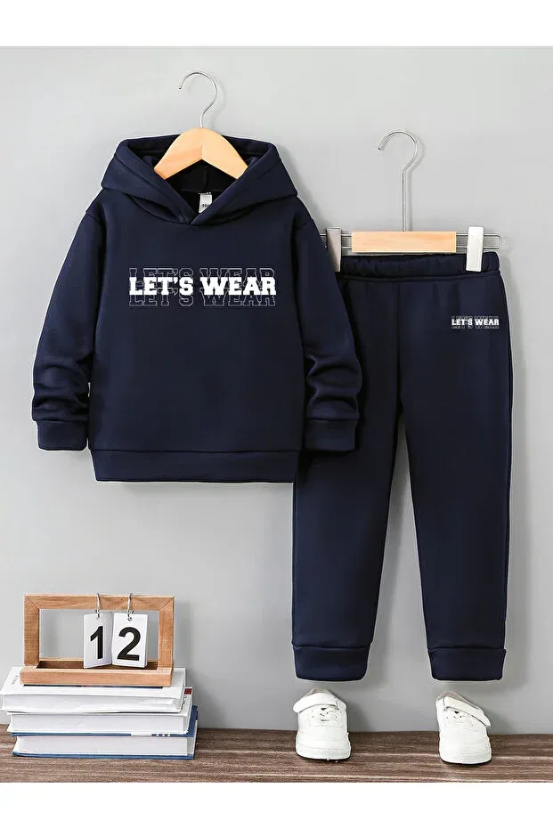 Детские свитшот с капюшоном хлопковый Let'S Wear, Navy Blue