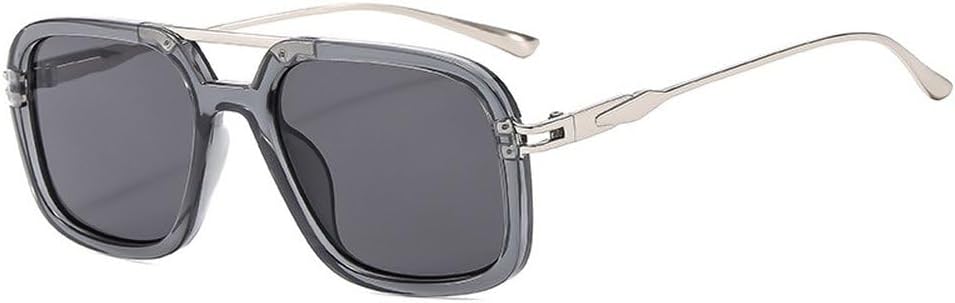 

Мужские солнцезащитные очки в стиле ретро с двойной перемычкой, квадратной формы, защита от УФ-излучения UV400, модные женские солнцезащитные очки с градиентным переходом SKFGNX, Gray Gray