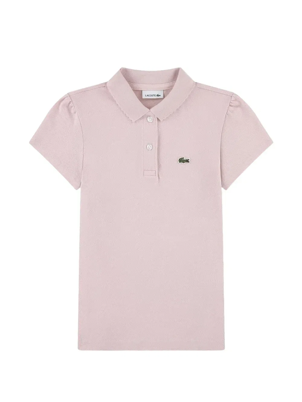 Рубашка поло с объемными рукавами и логотипом Lacoste Kids, розовый