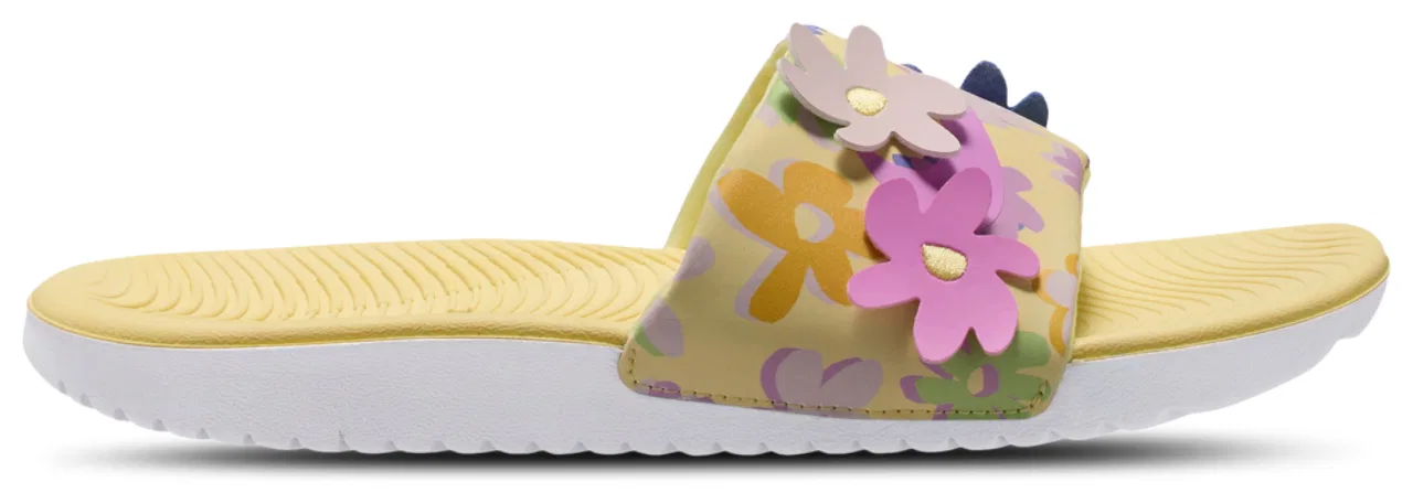 Детские сандалии для девочек с мягкой стелькой Nike Kawa Slides SE, Silt Red/Soft Yellow/Light Magenta