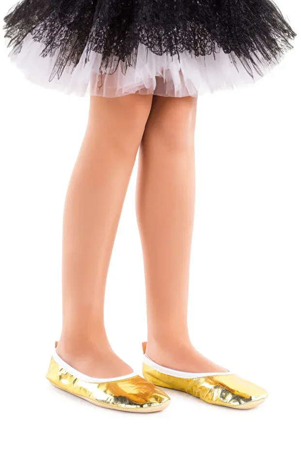 Детские балетки для девочек текстильные Kiko Kids, Gold — фото 2