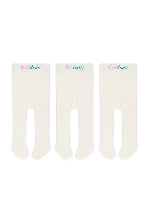 Детские колготки хлопковые 3 шт Novibaby, Ecru