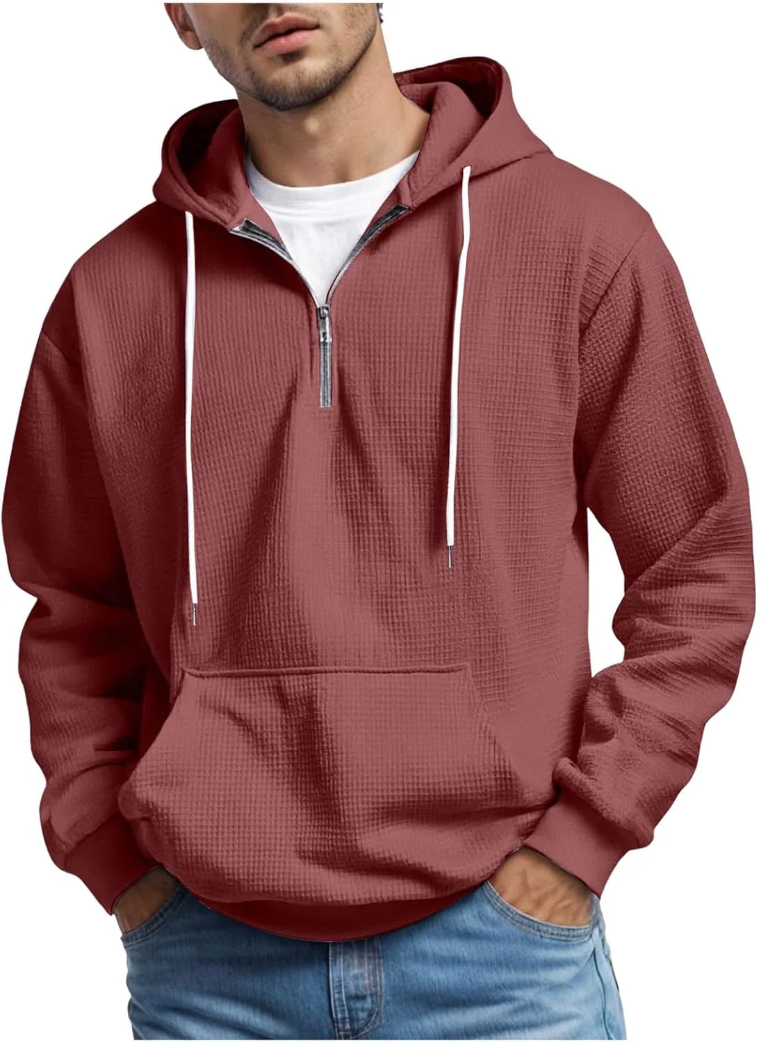 

Мужская худи с капюшоном на молнии, свободная, с карманом-кенгуру