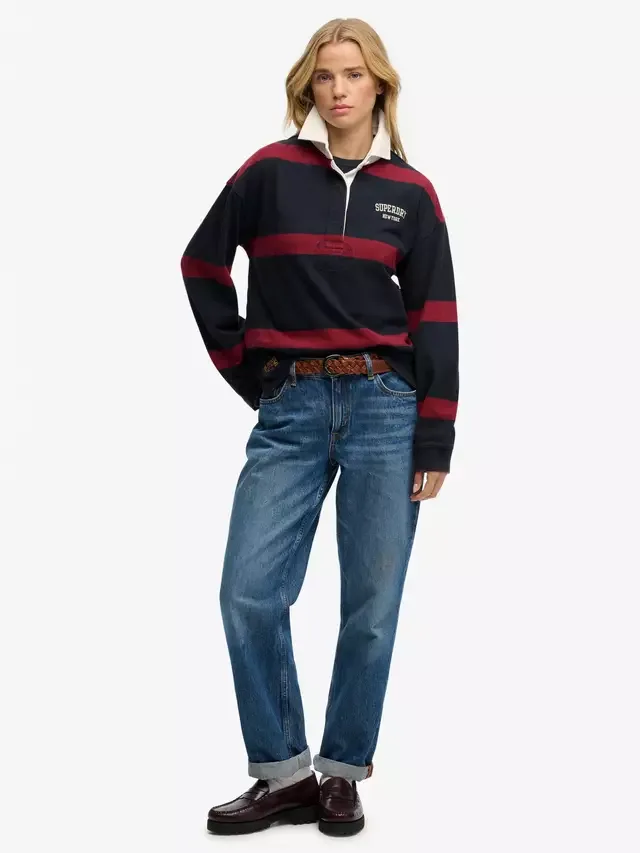 Регбийная футболка Heritage Stripe, темно-синяя/красная (цвет портвейн) Superdry — фото 3