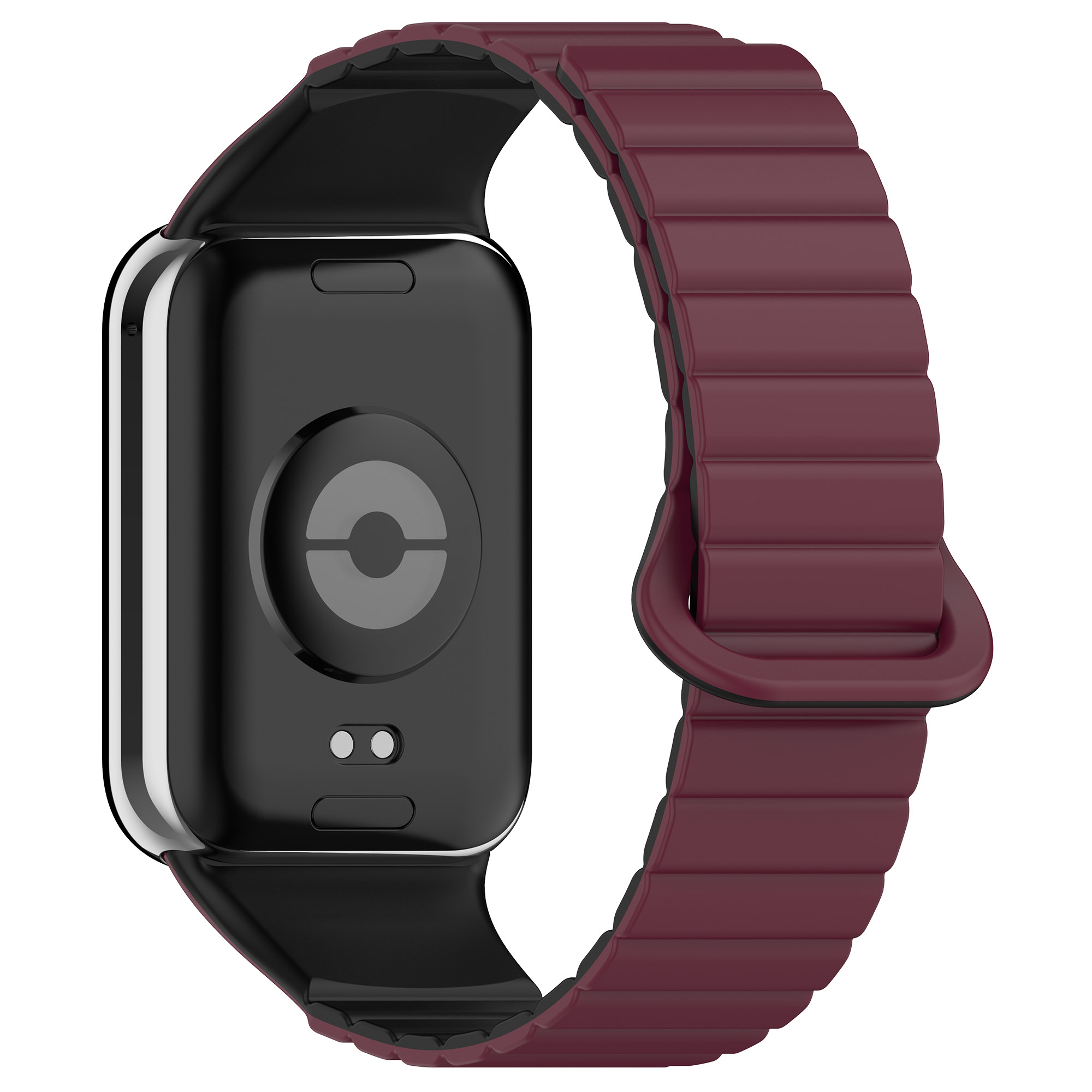 

IBOANN Часы Watch Band Xiaomi Compatibility 230mm Silicone Material, Burgundy Black 【Magnetic Upgrade, Two-color Silicone】