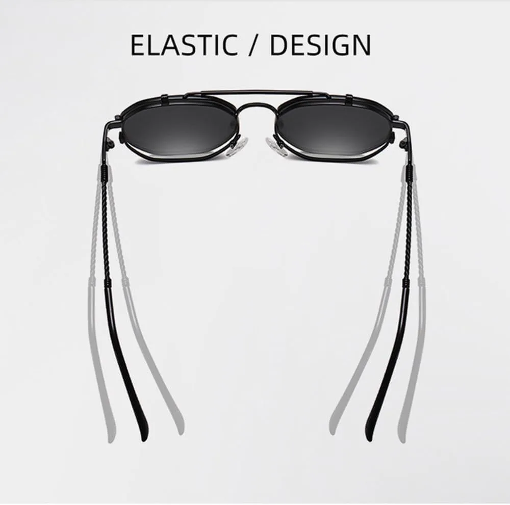 

Солнцезащитные очки MUTYNE Retro Metal Punk Polygon для мужчин и женщин, модные, с откидными линзами, прозрачные, с защитой от УФ-излучения UV400, Silver Gray