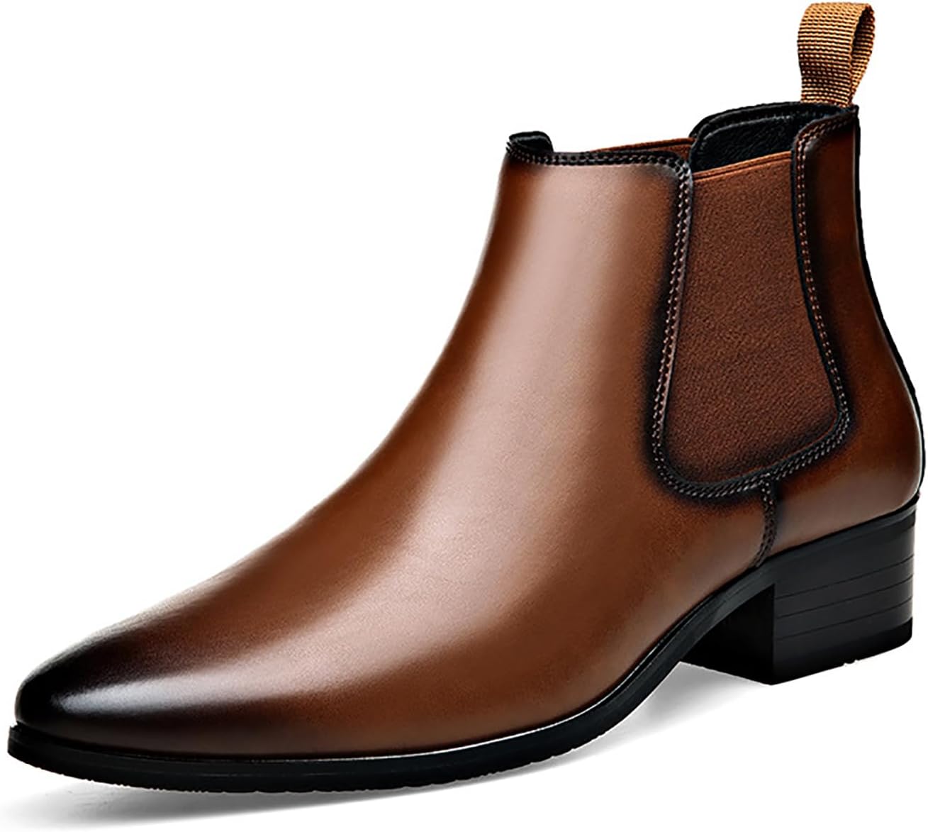 

Мужские ботинки Chelsea BOEGBNW с массивным каблуком, из натуральной кожи, с заостренным носком, на удобном блочном каблуке, повседневные, деловые и для вечеринки, ботинки Chukka, коричневый