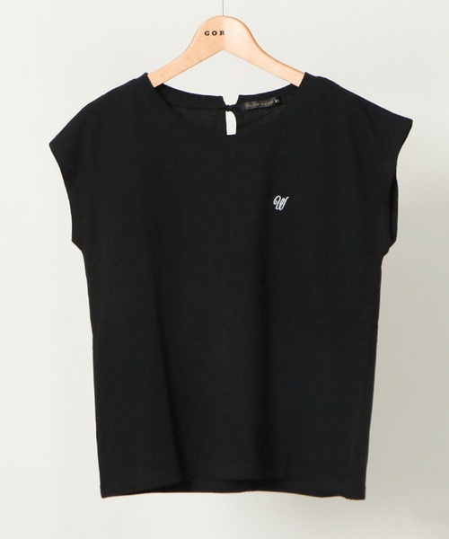 

Женская футболка из хлопка с вышитой лентой на спине, коротким рукавом и приталенным кроем GORGE, черный