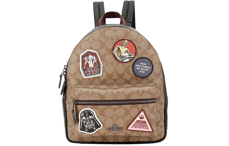 

COACH Женская сумка-туба Charlie Canvas с кожаным рюкзаком, цвет хаки-коричневый, Star Wars Collaboration