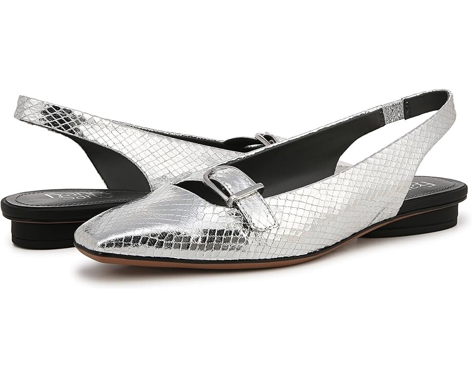 

Туфли на плоской подошве Franco Sarto Carana Slingbacks, цвет Silver Snake Faux Leather