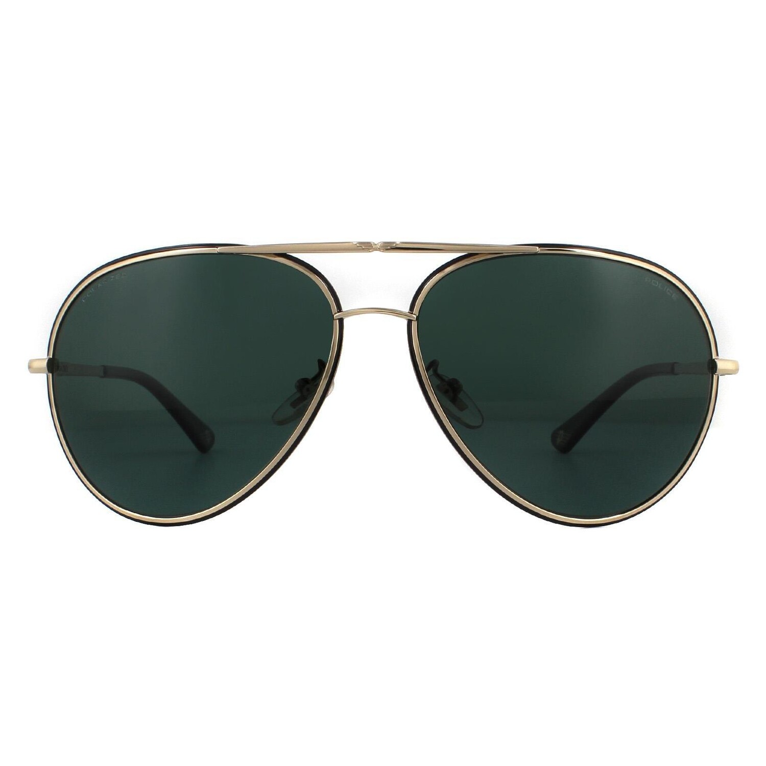 

Блестящие черные и зеленые поляризованные солнцезащитные очки Aviator розового золота Police, золото