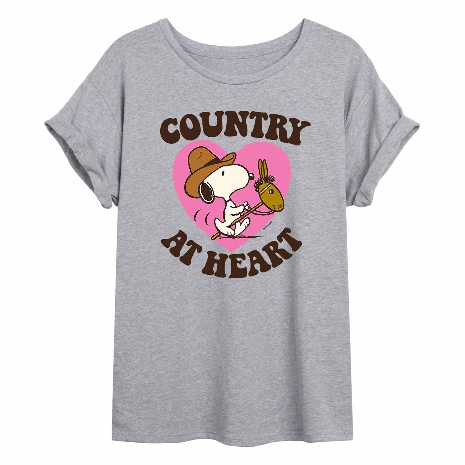 

Струящаяся футболка Juniors' Peanuts Spike "Country At Heart" Licensed Character