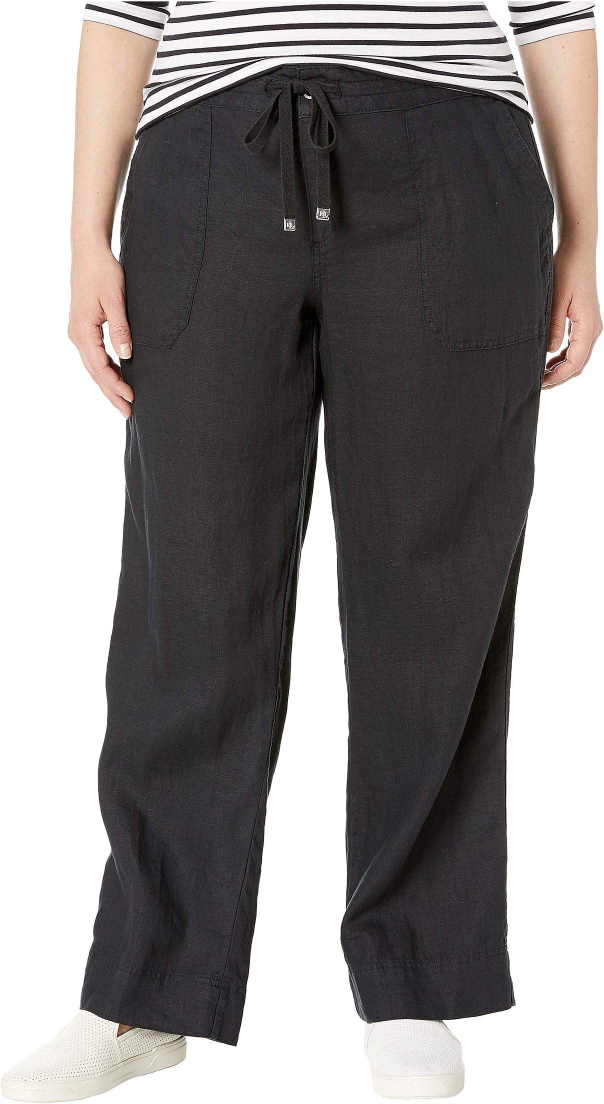 

Брюки Lauren Ralph Lauren Plus Size Linen Wide-Leg Pants, цвет Polo Black